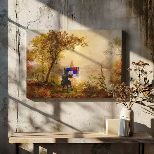 MondiLab Cubist Landscape + Frame BL brown (105426)