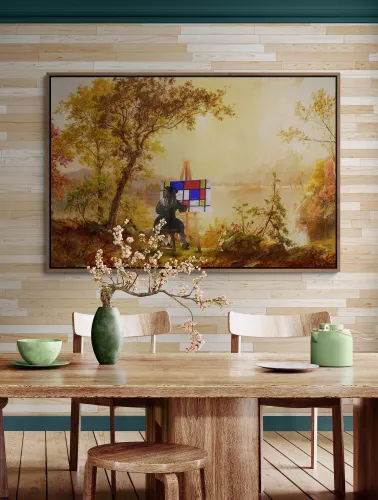 MondiLab Cubist Landscape + Frame BL brown (105426)