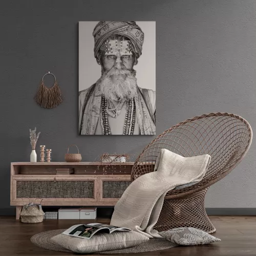 MondiLab Gobelin woven tapestry 75/125 Bandu Baba Black/White WH2025 streched on a stretcher bar (105749)